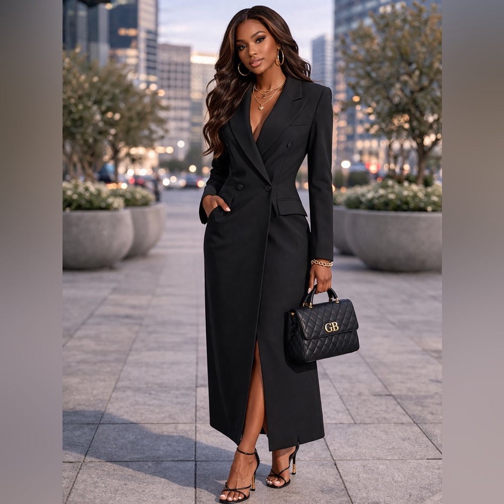 Glitz Beaute Sovereign Power Coat – Black Edition 🖤✨